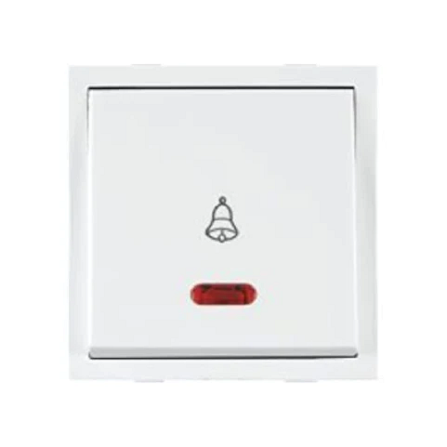 6AX, Bell Push Switch with Indicator , 2Module , Vinay Adora - White