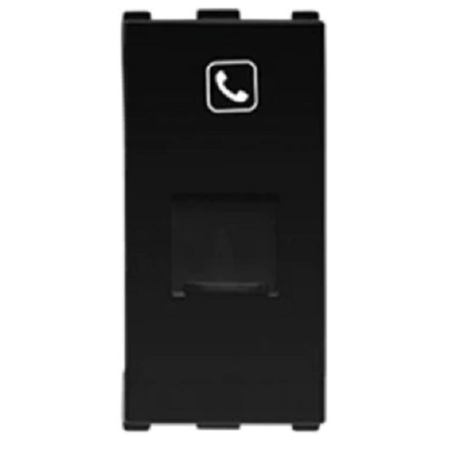 RJ11, Tel Jack, Single with Shutter, 1Module, Anchor Europa - Black