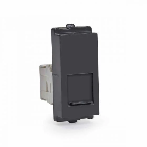 RJ45, Cat 6 Data outlet With Shutter, 1 Module , Schneider Opale - Coke Grey