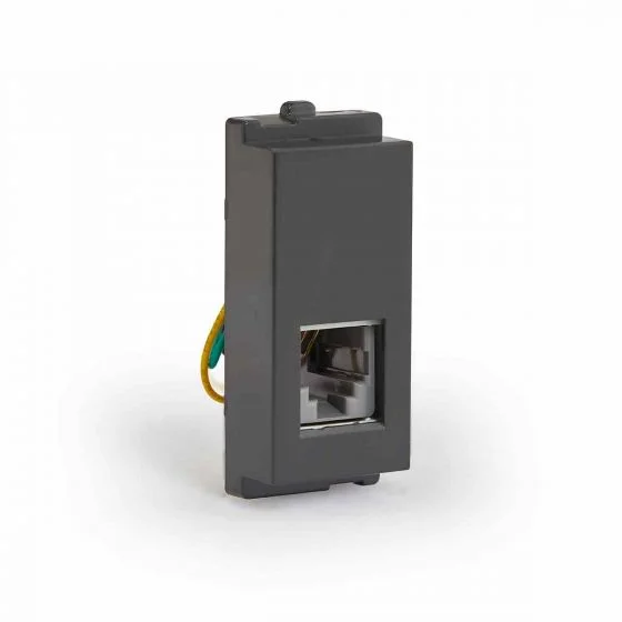 RJ11, Tel Jack with Shutter, 1 Module , Schneider Opale - Coke Grey