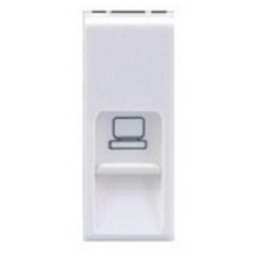 Cat 6 Modem Jack With Shutter , 1Module , L&T ORIS - White