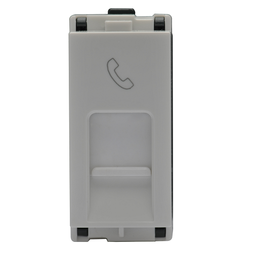 RJ11, Tel Jack with Shutter, 1Module , LT Engem - White