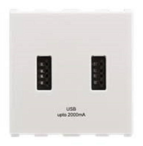 USB Charger, Single Port (2.1A, 5V DC), 1Module, Anchor Europa - white