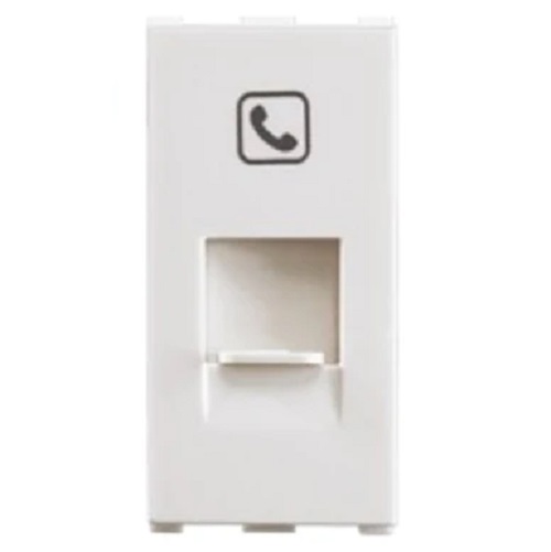 RJ11, Tel Jack, Single with Shutter, 1Module, Anchor Europa - white